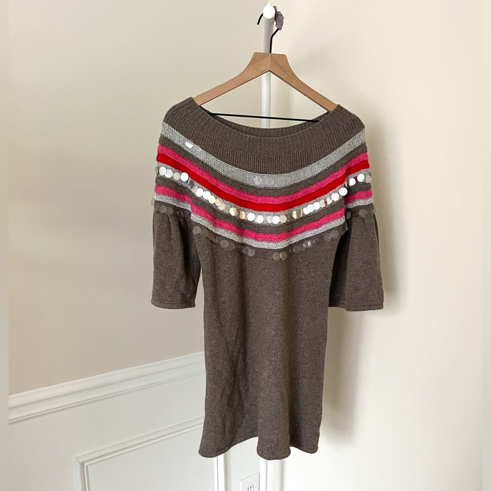 Manoush ANTHROPOLOGIE Sequined Knit Sweater Dress Lambswool Women’s Large - Picture 5 of 8